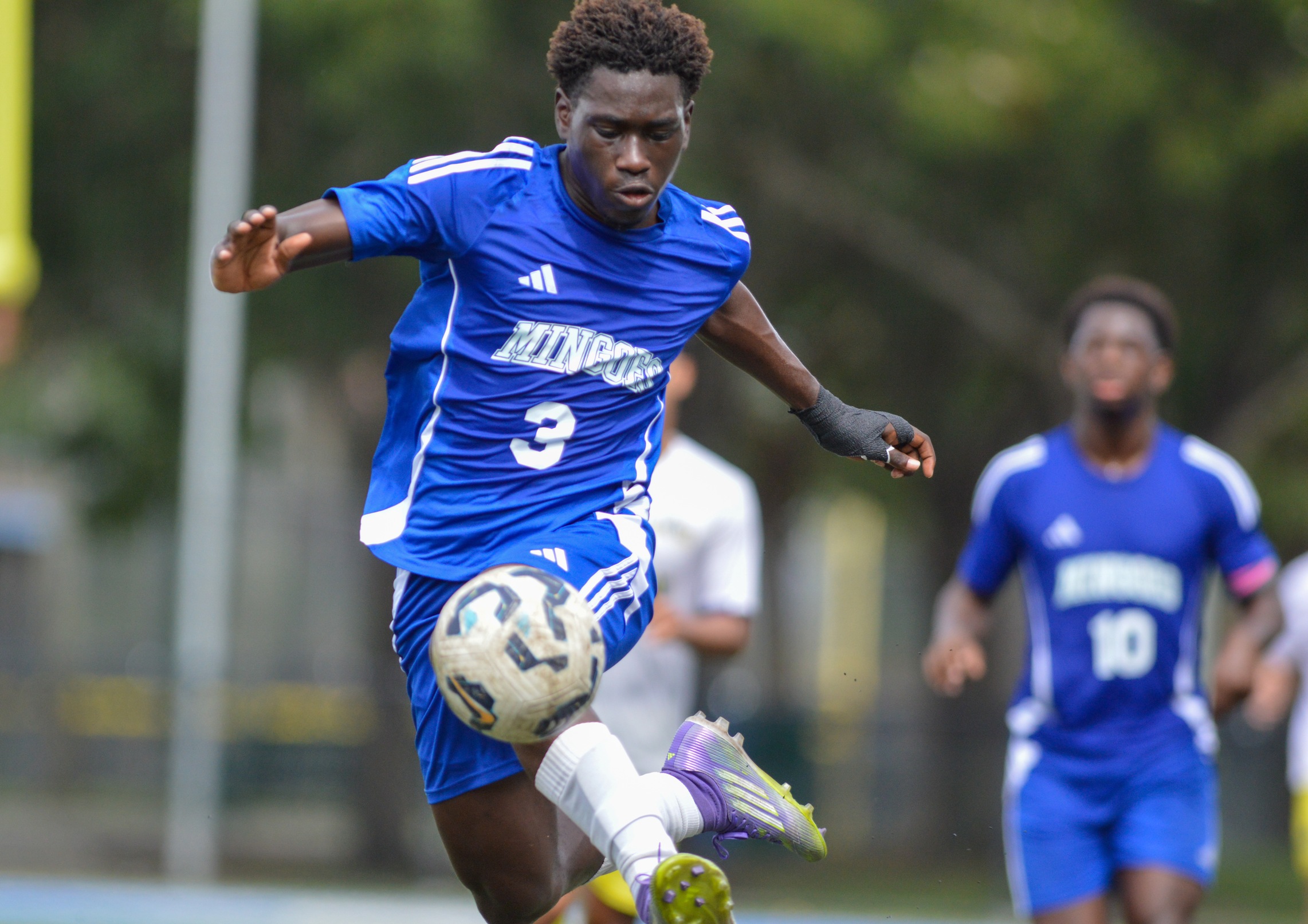 The University of The Bahamas winger Noel Sands attacks the ball during his match against Millennia Atlantic University at the Doral Meadows Football Fields in Doral, Florida, October 16. UB lost 2-1. UB ATHLETICS.