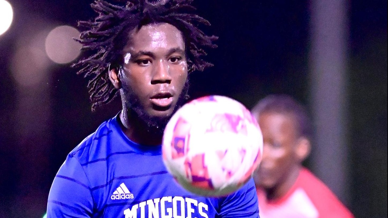 University of The Bahamas Mingoes midfielder Junior Kelly controls the ball against Western Warriors Titans Sunday, May 4 at the Roscow Davies Soccer Fields. Mingoes lost 3-1 and 8-2 on aggregate. (UB Athletics).
