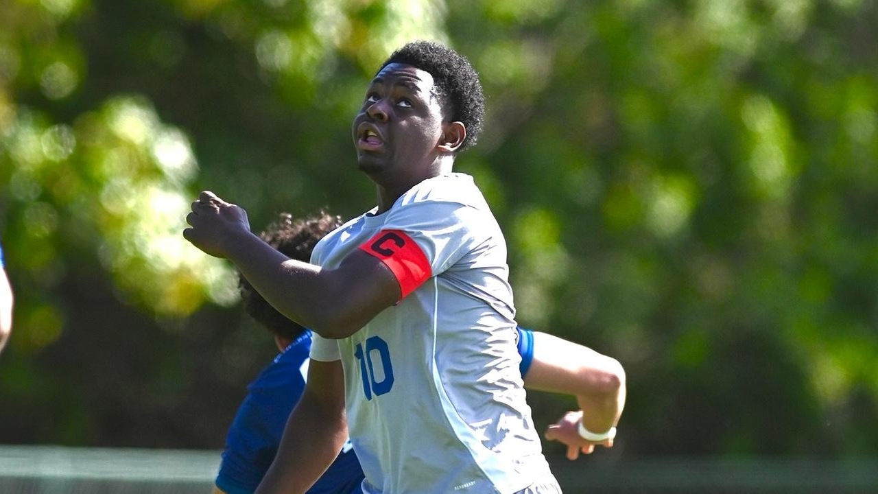 The University of The Bahamas Mingoes men&rsquo;s soccer captain Ronaldo Green battles for the ball during his match against California Intercontinental University Falcons on Thursday, February 12 at the Roscow A.L. Davies Soccer Fields. UB won 4-1
