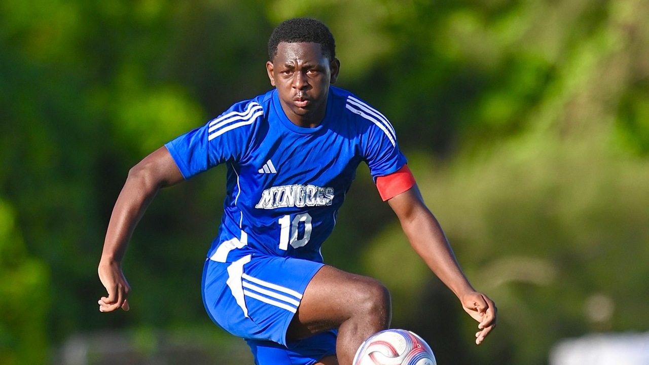 The University of The Bahamas Mingoes men&rsquo;s soccer captain and midfielder Ronaldo Green controls the ball in mid-air during his match against Cavalier F.C. on Sunday, April 12 at the Roscow A.L. Davies Soccer Fields. UB won 11-0. UB Athletics.