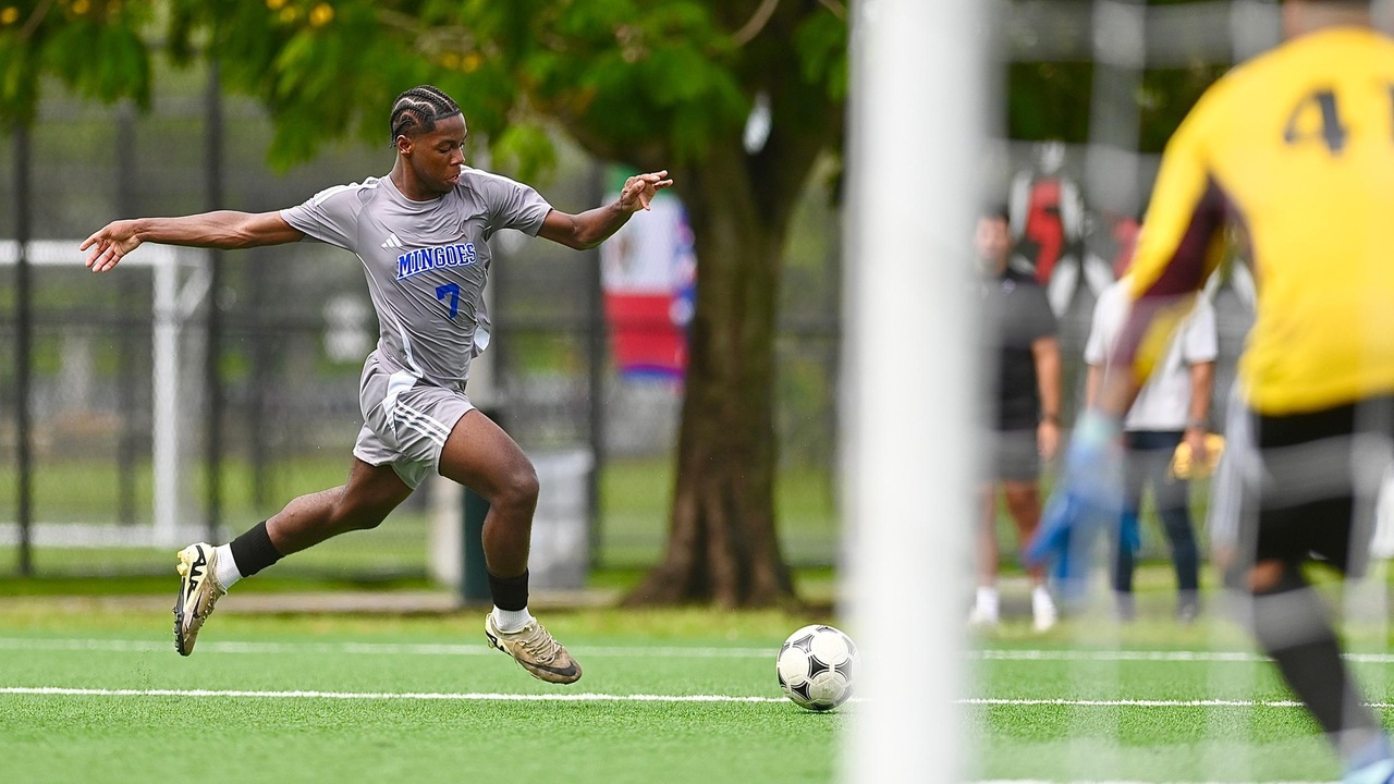 The University of The Bahamas freshman striker Nahum Johnson on the attack during his match against Atlantis University at the Kendall Soccer Park in Miami, Florida yesterday. UB drew 3-3.