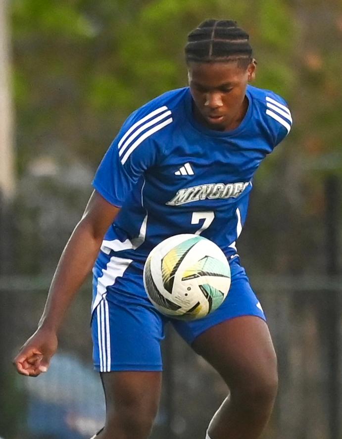 The University of The Bahamas Mingoes men&rsquo;s soccer team forward Nahum Johnson controls the ball during his match against the Dynamos F.C. on Sunday, March 15 at the Roscoe A.L. Davies Soccer Fields. UB won 2-1. UB Athletics.