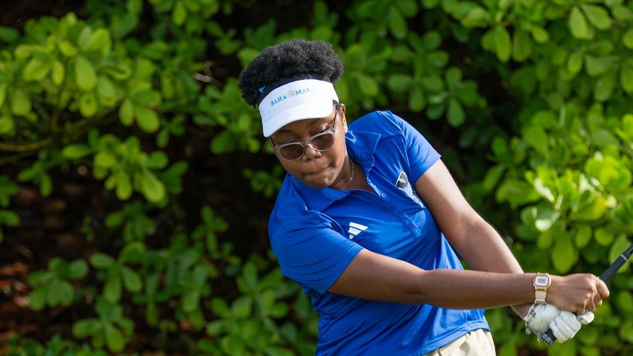 UB&rsquo;s Golfer Jaidyn Roye swings the ball during the 2nd Annual University of The Bahamas Golf Invitational powered by Fidelity Bank on Sunday, July 5 at Royal Blu Golf Course at Baha Mar Resort. UB ATHLETICS