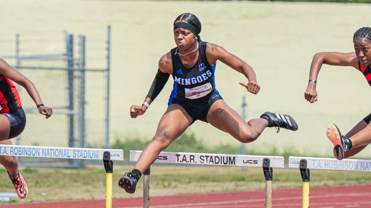 The University of The Bahamas Mingoes women's track and field hurdler Kaiya Cambridge ran a personal best of 15.41 seconds in the open women 100m hurdles to place second at the Noble Preparatory Track and Field Meet Saturday at the Thomas A. Robinson Track and Field Stadium.