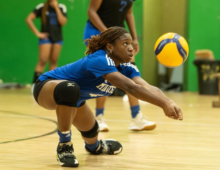 The University of The Bahamas Mingoes women&rsquo;s volleyball libero gets the dig against Tech Titans in the New Providence Volleyball Association (NPVA) action on Wednesday, January 21 at the D.W. Davis Gymnasium. UB won 3-0. UB Athletics.
